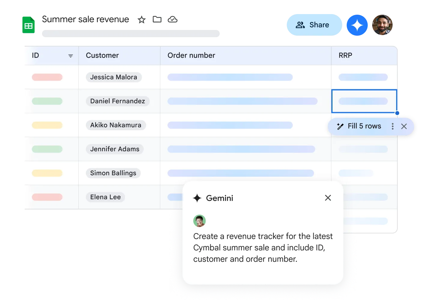 Google Sheets interface