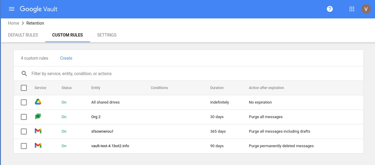 Google Vault Online Archive